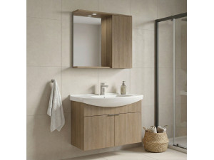 "Purus 80" Vanity Set with Mirror (2-Piece) - 80 x 50 x 58 cm - Oak 2