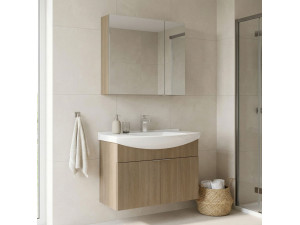 "Purus 80" Vanity Set with Mirror (2-Piece) - 80 x 50 x 58 cm - Oak 2