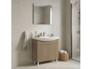 "Purus 80" Vanity Set with Mirror (2-Piece) - 80 x 50 x 83 cm - Oak 2