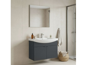 "Purus 80" Vanity Set with Mirror (2-Piece) - 80 x 50 x 58 cm - Matte Anthracite 2