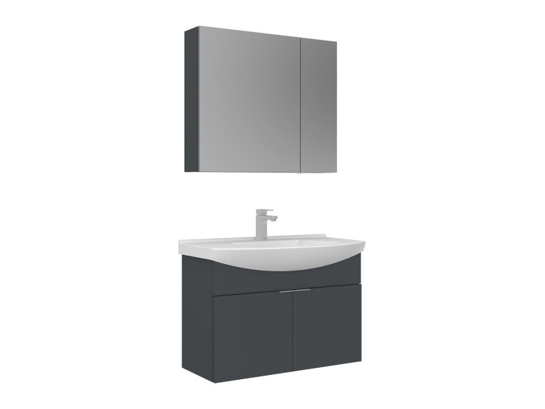 "Purus 80" Vanity Set with Mirror (2-Piece) - 80 x 50 x 58 cm - Matte Anthracite