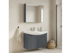 "Purus 80" Vanity Set with Mirror (2-Piece) - 80 x 50 x 58 cm - Matte Anthracite 2