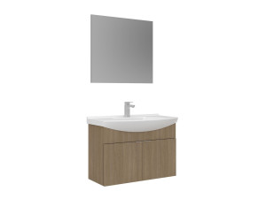 "Purus 80" Vanity Set with Mirror (2-Piece) - 80 x 50 x 58 cm - Oak