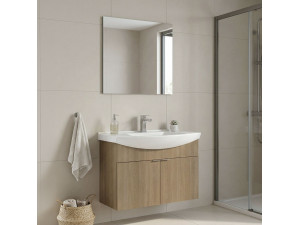 "Purus 80" Vanity Set with Mirror (2-Piece) - 80 x 50 x 58 cm - Oak 2