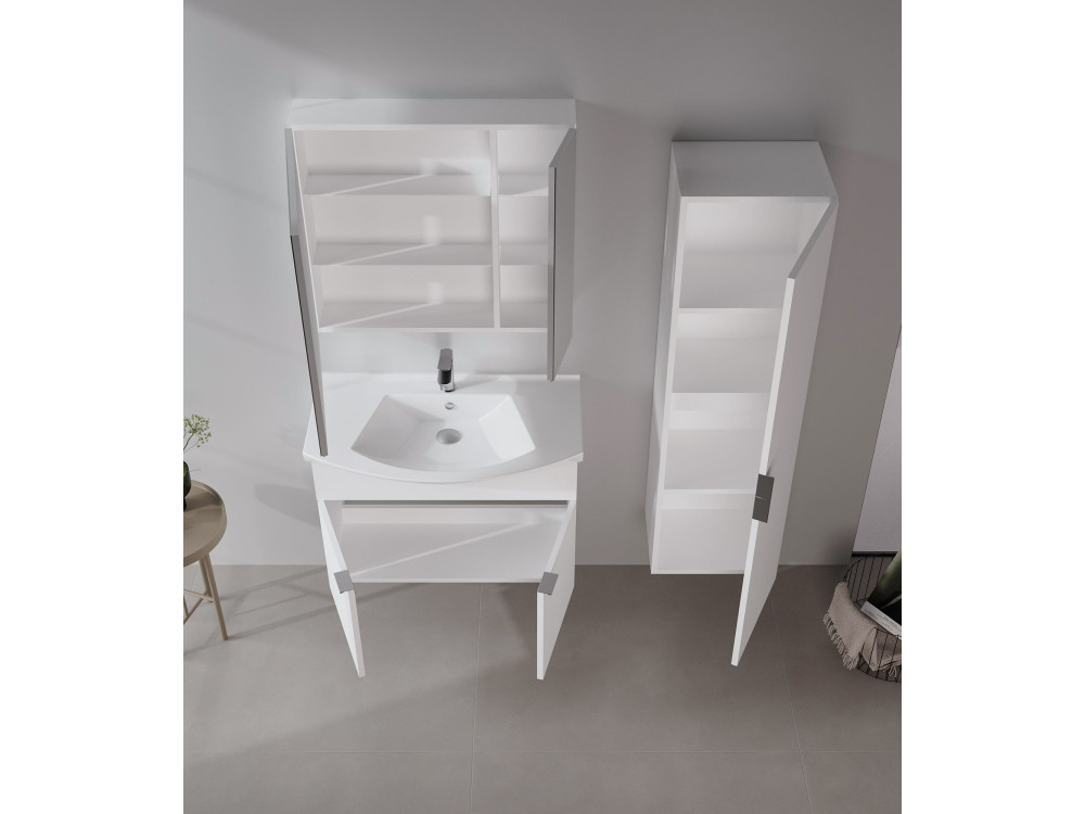 "Purus 80" Vanity Set with Mirror (2-Piece) - 80 x 50 x 58 cm - White