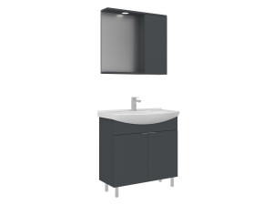 "Purus 80" Vanity Set with Mirror (2-Piece) - 80 x 50 x 83 cm - Matte Anthracite