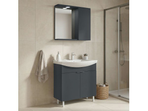 "Purus 80" Vanity Set with Mirror (2-Piece) - 80 x 50 x 83 cm - Matte Anthracite 2