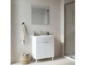 "Purus 80" Vanity Set with Mirror (2-Piece) - 80 x 50 x 83 cm - White 2