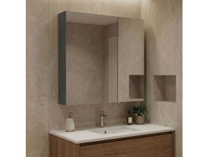 "Purus Desna 60" Bathroom Cabinet with Mirror - 60 x 16 x 66 cm - Matte Anthracite 2