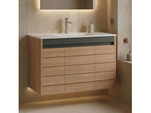 "Ricato 100" Vanity Cabinet - 101 x 47 x 62 cm - Walnut 2
