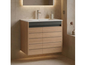 "Ricato 80" Vanity Cabinet - 81 x 47 x 62 cm - Walnut 2