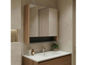 "Ricato 80" Bathroom Vanity with Mirror - 80 x 16 x 78 cm - Walnut 2