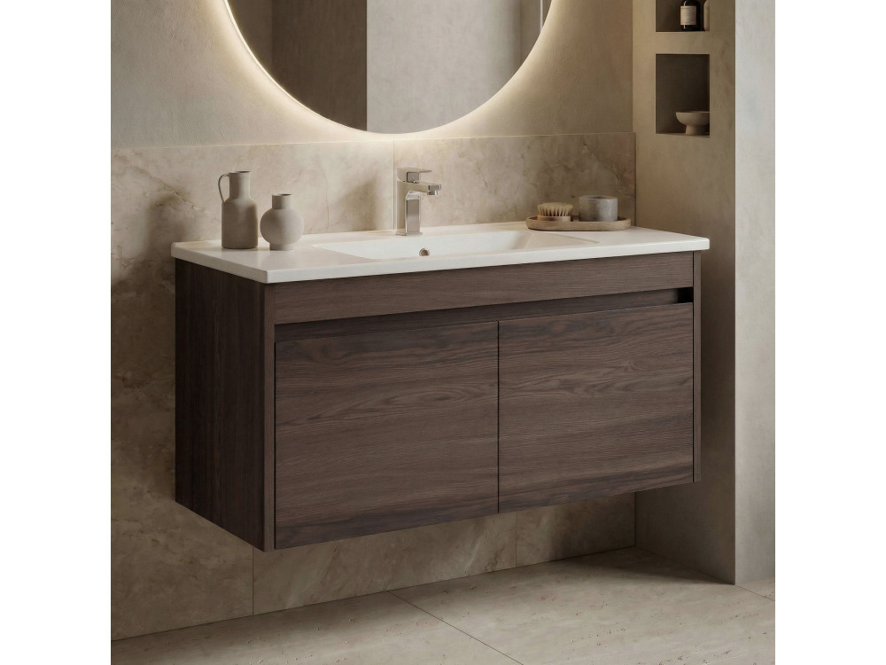 "Side 100 v3" Vanity Cabinet - 100 x 45 x 52 cm - Dark Walnut