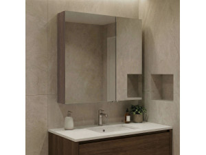 "Side 60" Bathroom Cabinet with Mirror - 60 x 16 x 66 cm - Dark Walnut 2