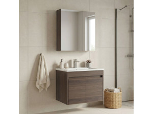 "Side 65 v2" Vanity Set with Mirror (2-Piece) - 65 x 45 x 52 cm - Walnut 2