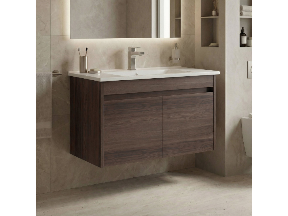 "Side 85 v2" Vanity Cabinet - 85 x 45 x 52 cm - Dark Walnut