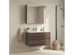 "Side 85 v2" Vanity Set with Mirror (2-Piece) - 85 x 45 x 52 cm - Walnut 2