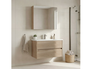 "Side 85 v2" Vanity Set with Mirror (2-Piece) - 85 x 45 x 52 cm - Oak 2