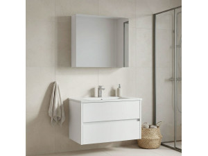 "Side 85 v2" Vanity Set with Mirror (2-Piece) - 85 x 45 x 52 cm - Matte White 2