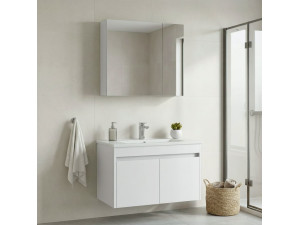 "Side 85 v2" Vanity Set with Mirror (2-Piece) - 85 x 45 x 52 cm - Matte White 2