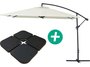 Cantilever Parasol garden  Alu "Ilios 3" - Square - 3 x 3 m - Ecru - Slabs included