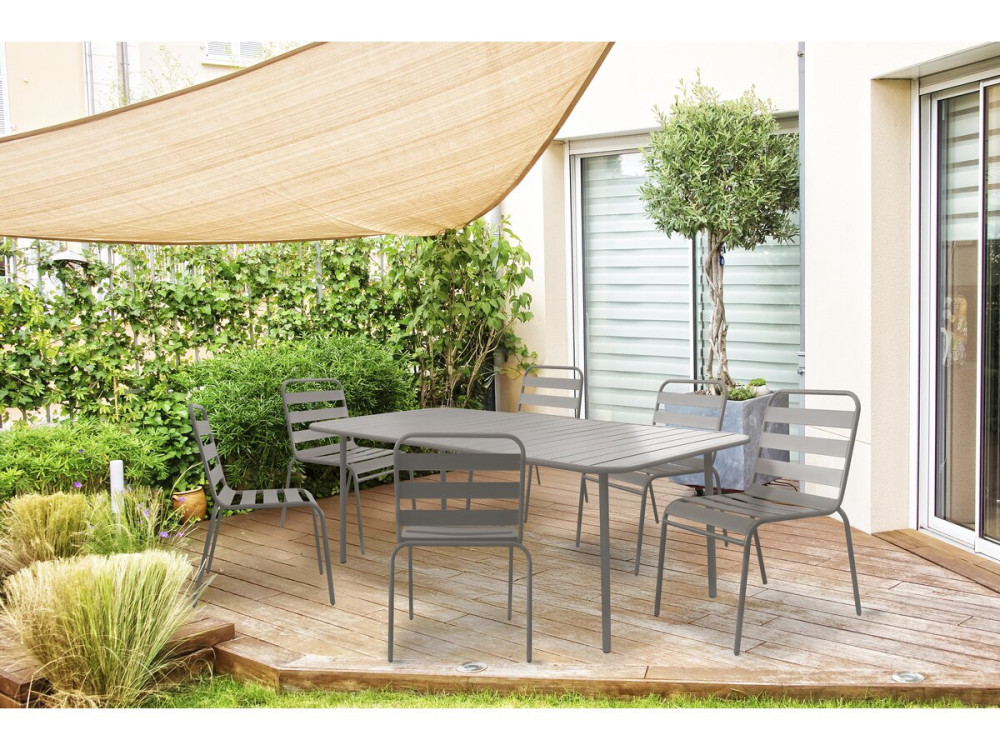 "Bilbao" metal garden table - 180 x 90 x 71 cm - Taupe
