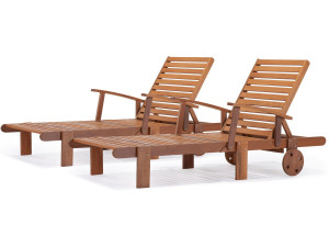 Set of  2 Exotic Wooden foldable Sunbathing Lounge Tokyo - Maple - Light brown