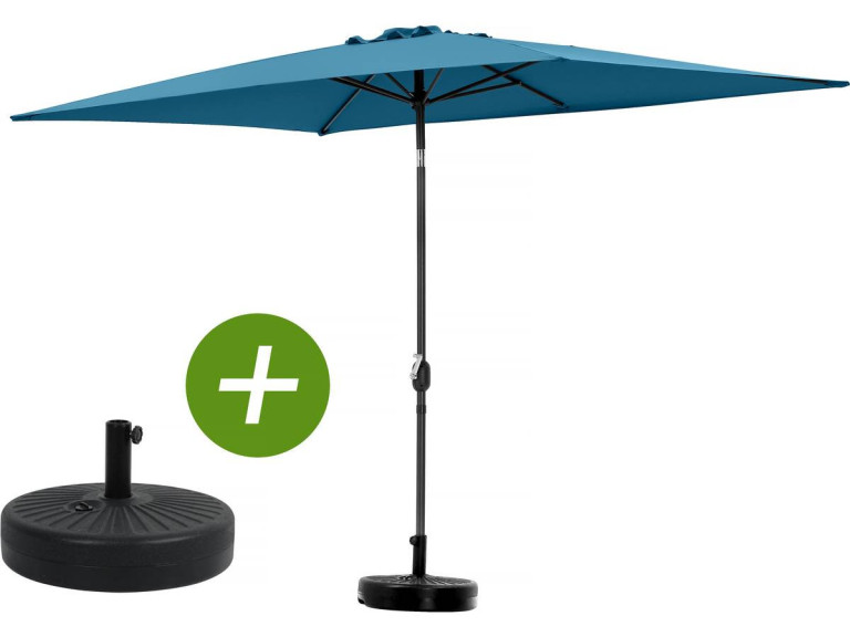 Garden parasol umbrella "Sol 2"" - Rectangular - 2 x 3 m - Blue - Base stand included