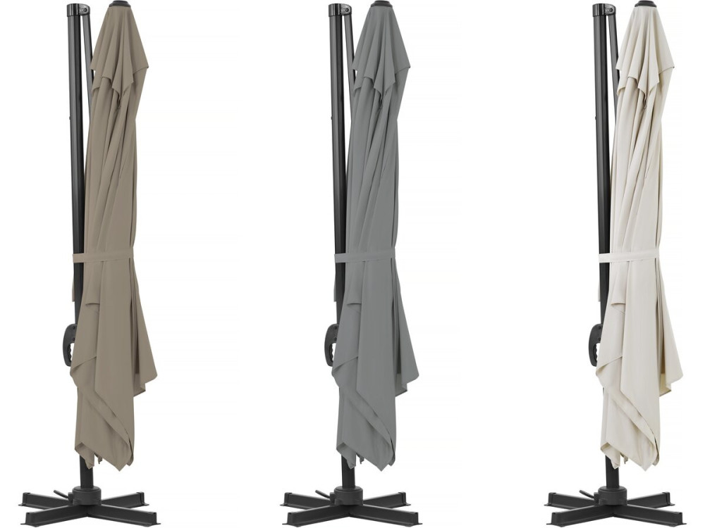 Sky 4” aluminium deported garden parasol - 3 x 4 m - Taupe - With protective cover