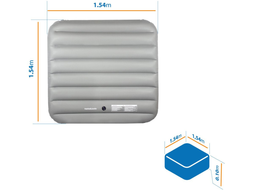 Inflatable Hot Tub Cover - 111 x 113 cm - Gray