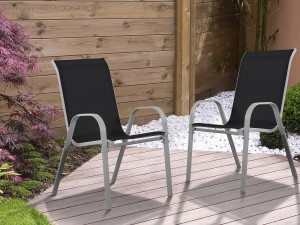 "Cordoba" Textilene garden chair - Phoenix - Black - Pack of 2 2