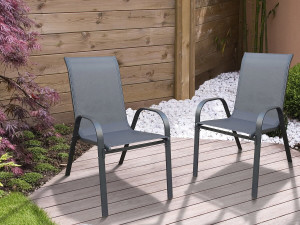 Cordoba" textilene garden armchair - Phoenix - Set of 2 - Anthracite 2