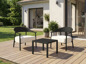 Set of 2 "Céora" plastic and metal garden armchairs - Black 2