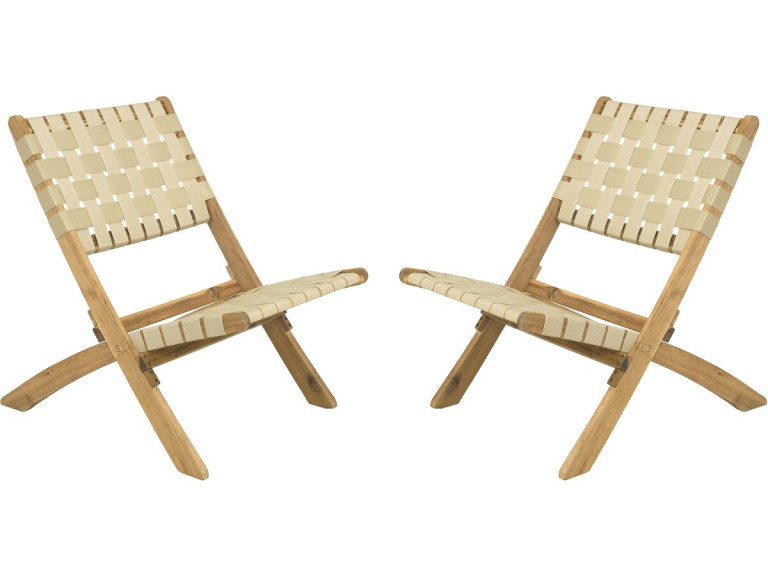 Set of 2 "Hanoi" wooden garden chairs - Beige