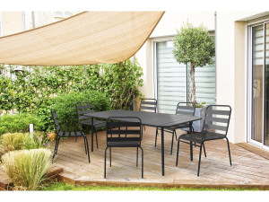 "Bilbao" metal garden table - 180 x 90 x 71 cm - Grey 2