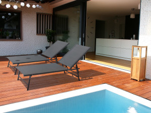 Set of 2 "Sublima" metal sun loungers - 180 x 54 x 104 cm - Anthracite 2