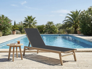 Elysia" aluminium sunlounger - Black 2