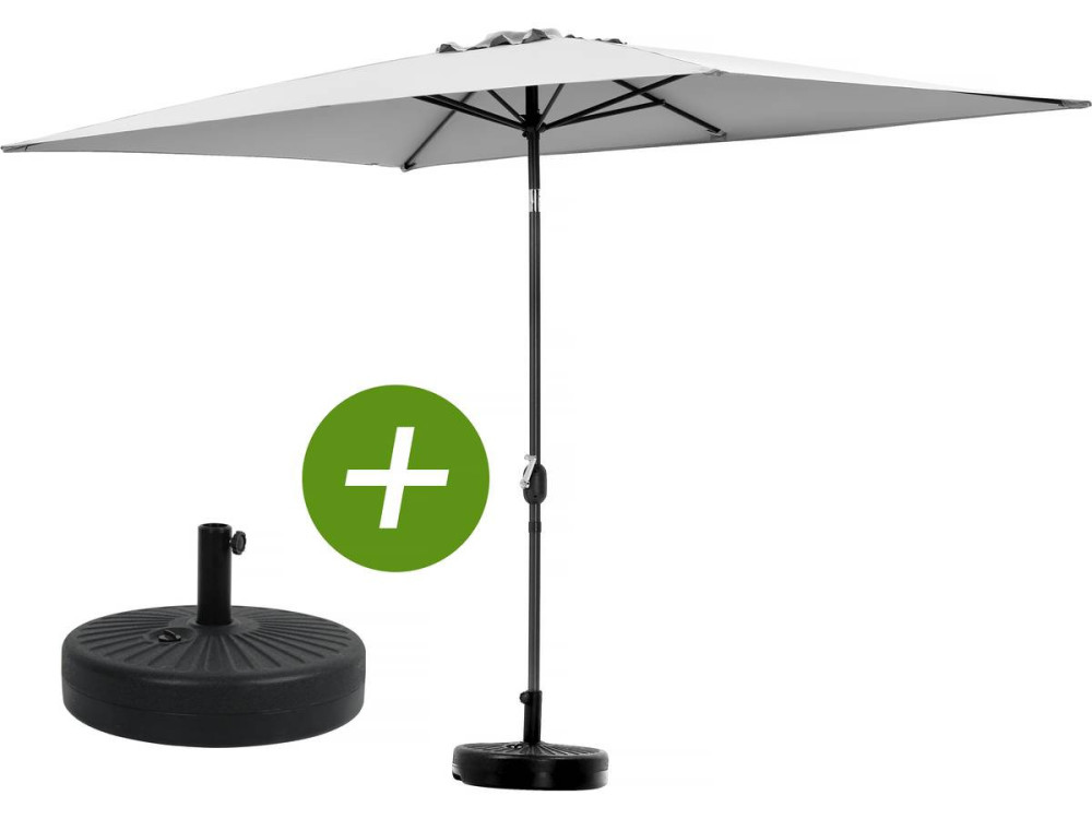 Garden parasol umbrella "Sol 2"" - Rectangular - 2 x 3 m - Grey - Base stand included