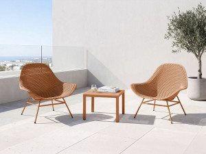 Set of 2 "Soléna" garden armchairs with coffee table - Orange 2