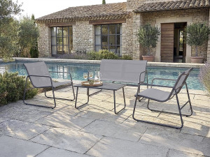Fortaleza" metal garden furniture set - 4 seats - Light grey 2