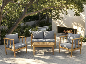 Milano" wooden garden furniture set with cushions - 4 seater - Grey 2
