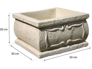 Verone" planter - stone - 50 x 50 x 30 cm 2