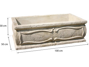 Large "Verone" planter - stone - 50 x 100 x 30 cm 2
