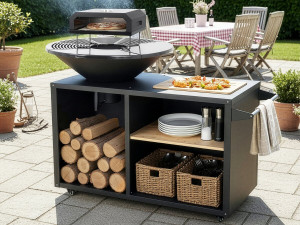 Barbecue plancha brazier with pizza oven "Maréchal" - Ø 81 cm - Black 2