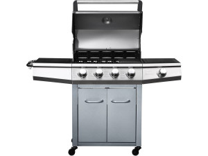 Gas barbecue with LED "Bingo 5" - 5 Burners including 1 lateral - 15.2kW + Protective cover - Silver 2