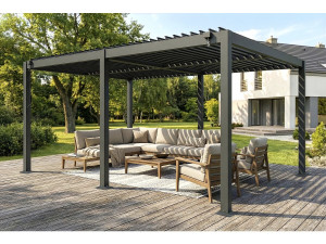 Kensington" aluminium free-standing bioclimatic pergola - 3 x 5 m - Grey 2
