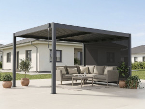 Windsor premium" bioclimatic pergola with led and aluminium awning - 3 x 4 m - Grey 2