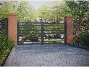 Martin" openwork aluminium gate - 300 x 180 cm - Grey 2