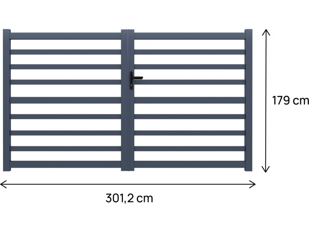 Martin" openwork aluminium gate - 300 x 180 cm - Grey