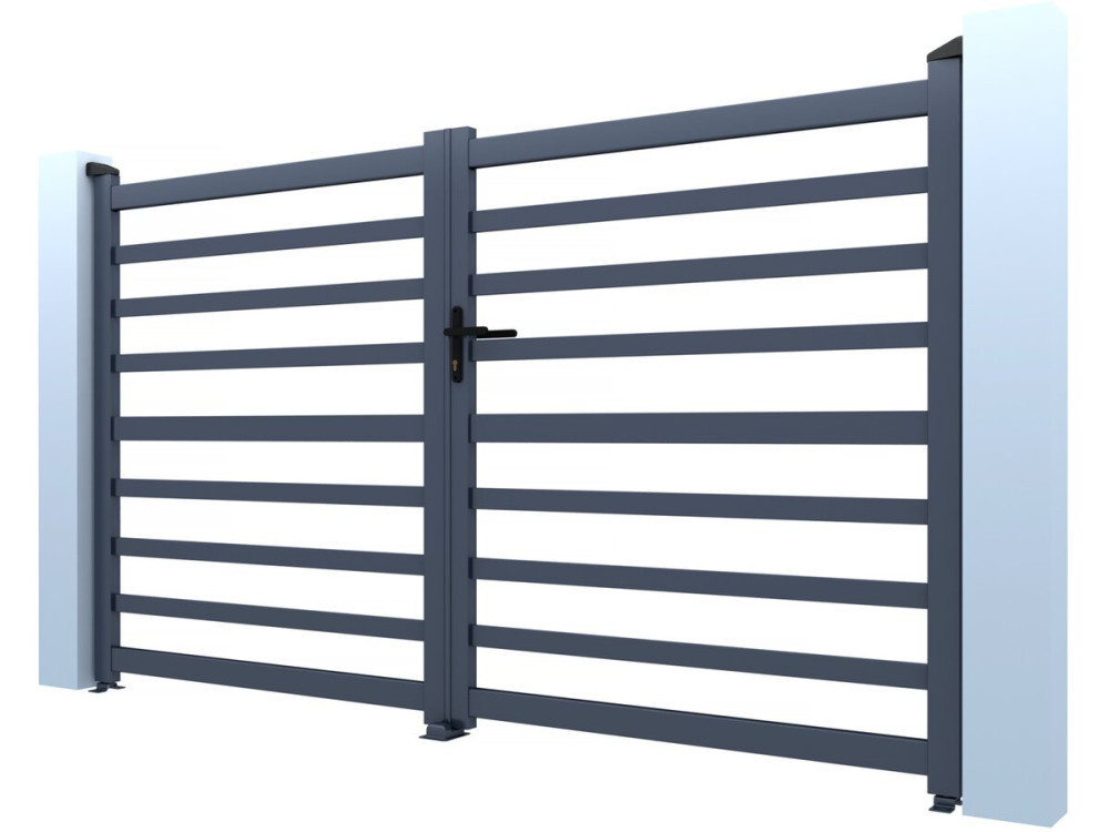 Martin" openwork aluminium gate - 300 x 180 cm - Grey